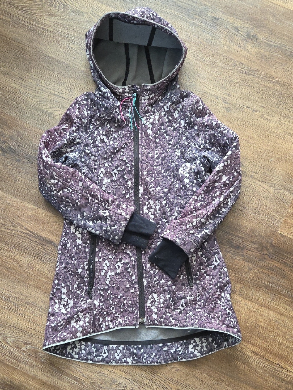 Ivivva Girls' Purple Patterned Hooded Raincoat